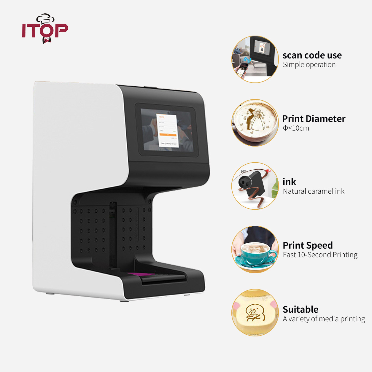 IT-YCP-C Commercial Latte Selfie 3D Coffee Printer Machine,Commercial Coffee Machine Supplier | CE/UL Certified | ITOP Cafe,IT-YCP-C Commercial Latte Selfie 3D Coffee Printer Machine