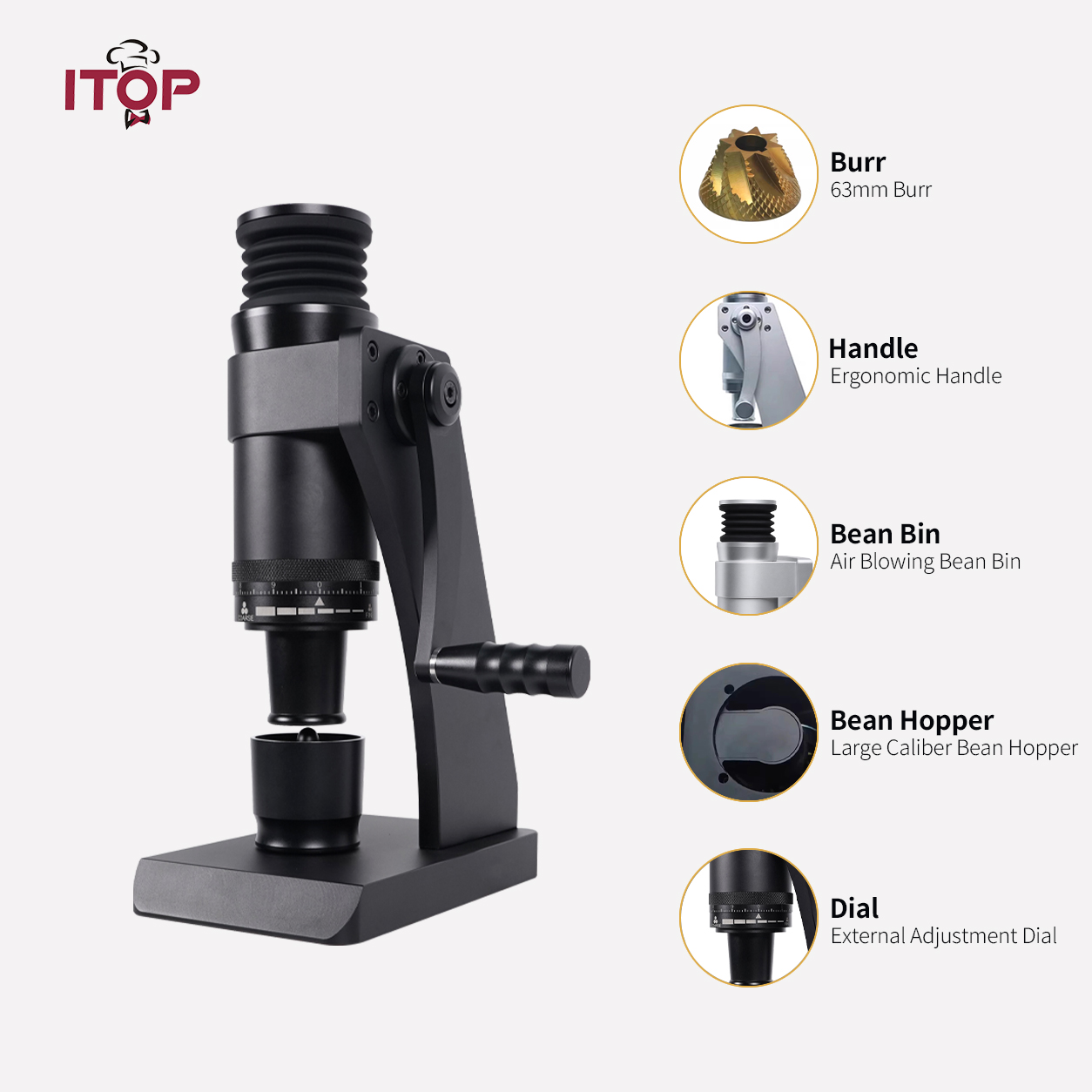 CGSY63Z Manual Coffee Grinder with 63mm Ghost Tooth Burr
