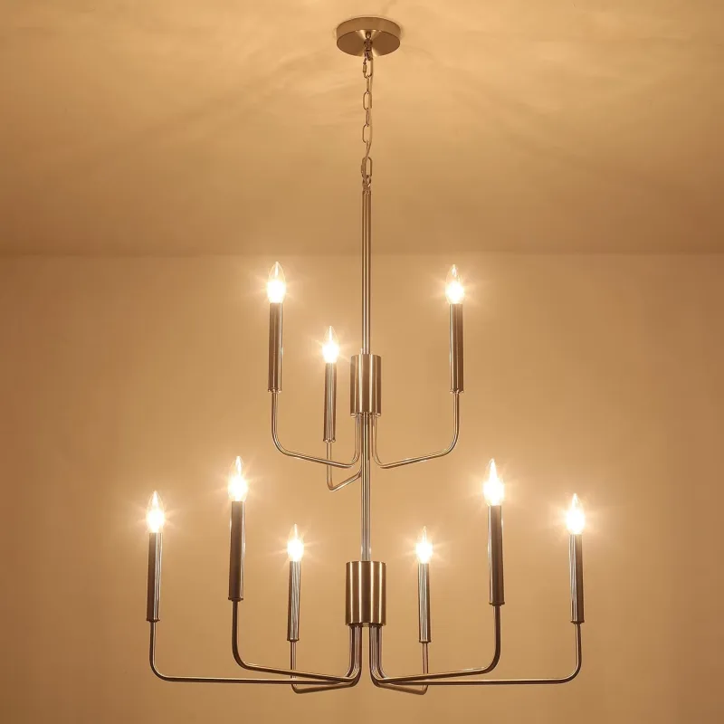 Black Chandelier, 9-Light Farmhouse Chandelier for Dining Room Lighting Fixtures Hanging, Dining Light Fixtures Industrial Modern Chandelier for Bedroom, Foyer, Entryway