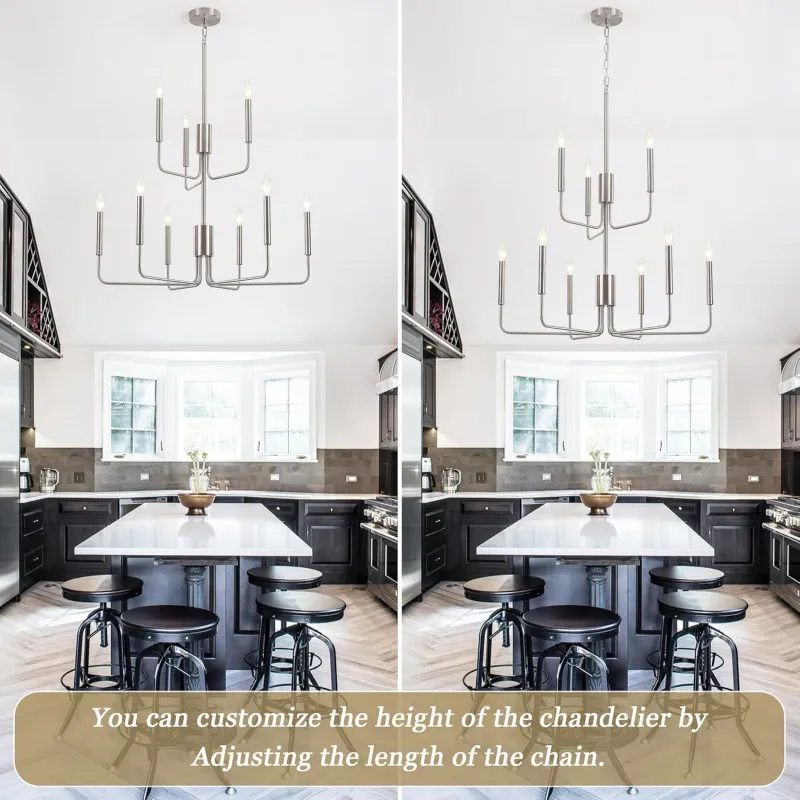 Black Chandelier, 9-Light Farmhouse Chandelier for Dining Room Lighting Fixtures Hanging, Dining Light Fixtures Industrial Modern Chandelier for Bedroom, Foyer, Entryway