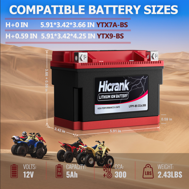 YTX4L-BS 锂锂电池,12V 2Ah 120CCA 电池,内置BMS,适用于全地形车、滑板车、雪地车、摩托艇、本田、川崎、雅马哈、CAN-AM 和发电机电池