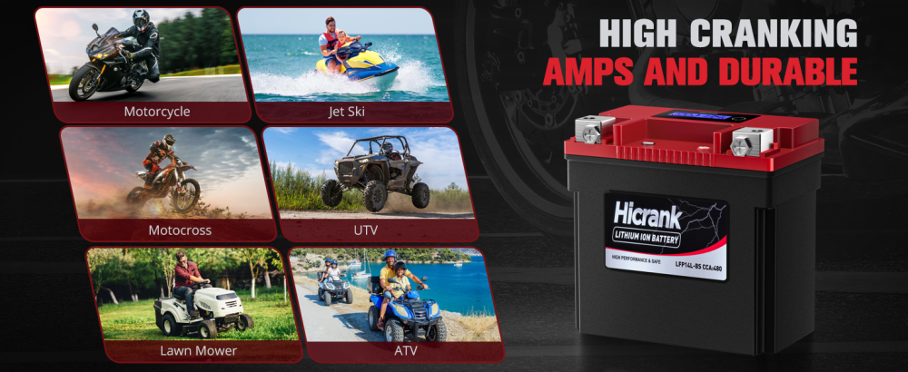 YTX14L-BS (GYZ16HL) lithium battery 12V 8Ah 480CCA LiFePO4 motorcycle battery Honda KTM Yamaha Harely power sports battery suitable for ATV, UTV, scooter, motorcycle off-road race, 4-wheel, four-wheel, horseback riding lawn mower