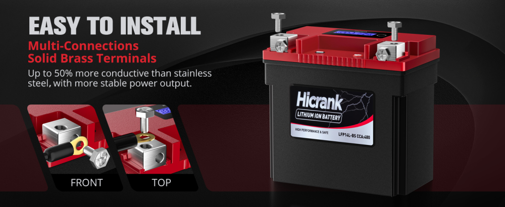 YTX14L-BS (GYZ16HL) lithium battery 12V 8Ah 480CCA LiFePO4 motorcycle battery Honda KTM Yamaha Harely power sports battery suitable for ATV, UTV, scooter, motorcycle off-road race, 4-wheel, four-wheel, horseback riding lawn mower
