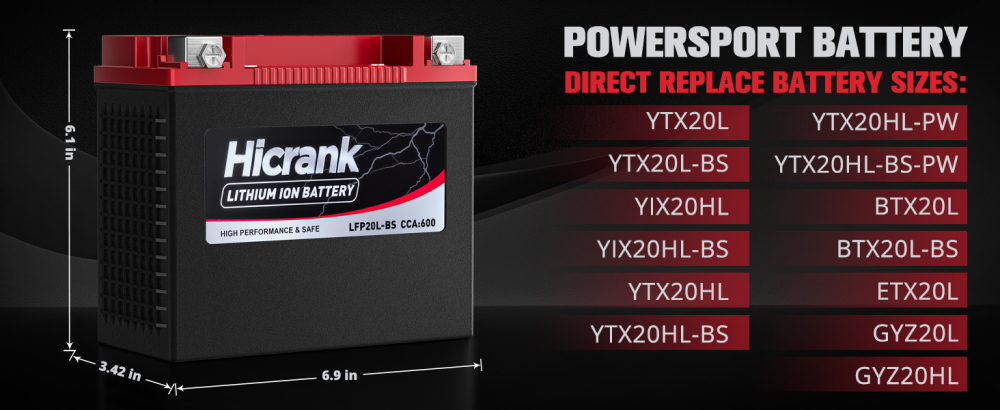 YTX20L-BS/YTX20HL/YB16CL-B lithium battery 12V 12Ah 600CCA LiFePO4 motorcycle battery, Seadoo,PWCs,ATV,UTV, Scooter, motorcycle off-road race, horse riding lawn mower, jet skiing, horse riding lawn mower, and lawn mower Enerator battery