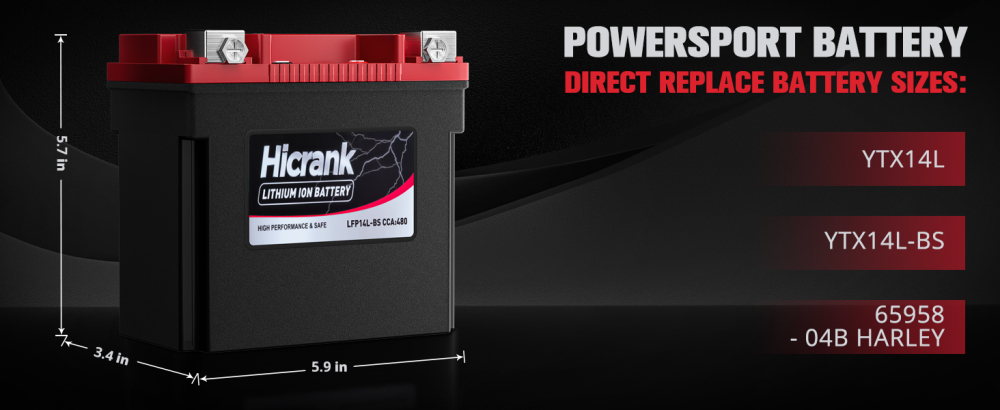 YTX14L-BS (GYZ16HL) lithium battery 12V 8Ah 480CCA LiFePO4 motorcycle battery Honda KTM Yamaha Harely power sports battery suitable for ATV, UTV, scooter, motorcycle off-road race, 4-wheel, four-wheel, horseback riding lawn mower