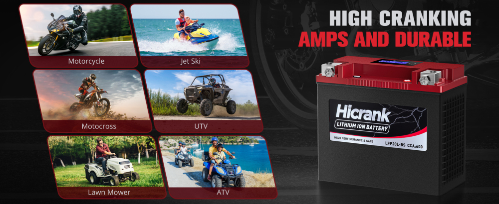 YTX20L-BS/YTX20HL/YB16CL-B lithium battery 12V 12Ah 600CCA LiFePO4 motorcycle battery, Seadoo,PWCs,ATV,UTV, Scooter, motorcycle off-road race, horse riding lawn mower, jet skiing, horse riding lawn mower, and lawn mower Enerator battery