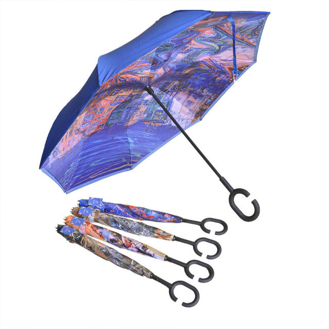 Umbrellas supplier wholesale inverse magic flower paraguas city souvenirs reverse inverted portable umbrella