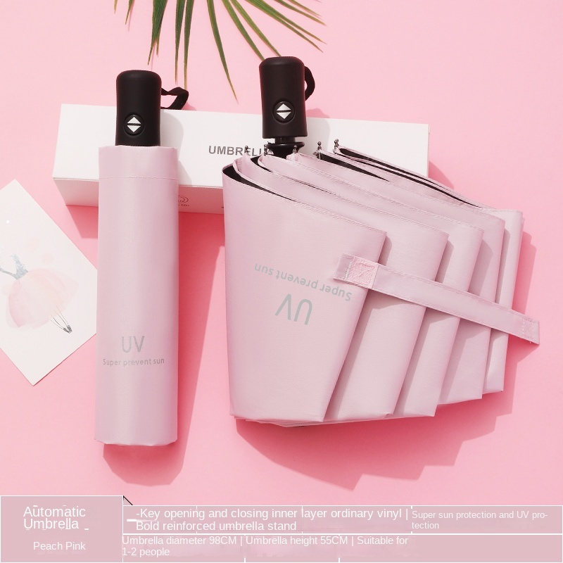 2024 Wholesale promotional 3 folding uv automatic umbrella for rain windproof sun umbrella Custom with logo prints