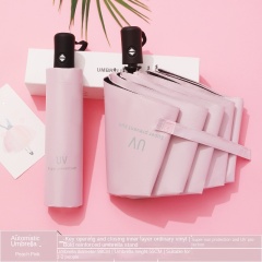 2024 Wholesale promotional 3 folding uv automatic umbrella for rain windproof sun umbrella Custom with logo prints