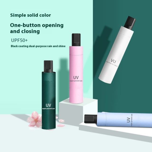 Wholesale printed UV Super Prevent Sun Cheap Polyester Pongee 3 folding Foldable Anti-UV Umbrella