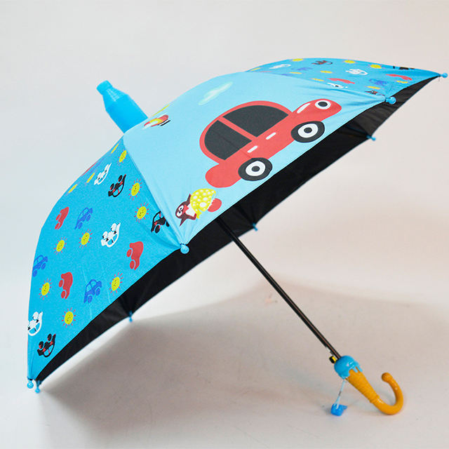 Customized UV Coating design anti dripping safety round corner umbrella Children Cute character Carton Kids cheap Umbrella