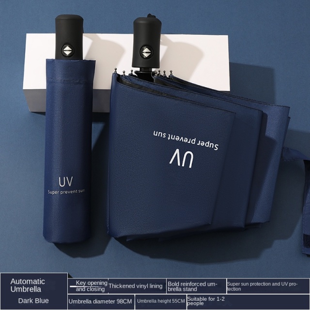 2024 Wholesale promotional 3 folding uv automatic umbrella for rain windproof sun umbrella Custom with logo prints