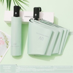 2024 Wholesale promotional 3 folding uv automatic umbrella for rain windproof sun umbrella Custom with logo prints