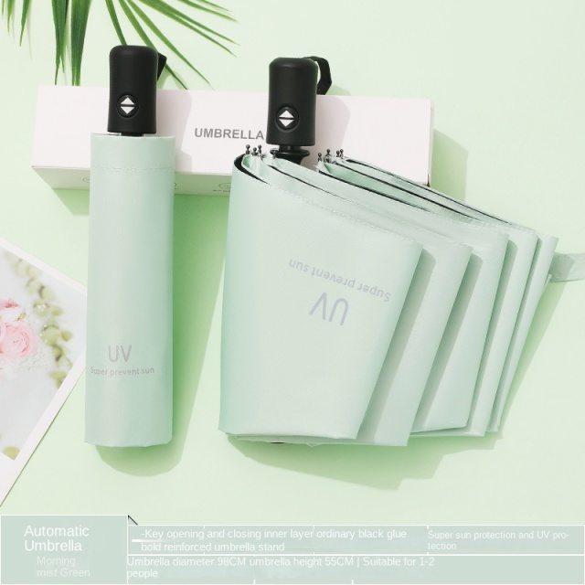 2024 Wholesale promotional 3 folding uv automatic umbrella for rain windproof sun umbrella Custom with logo prints