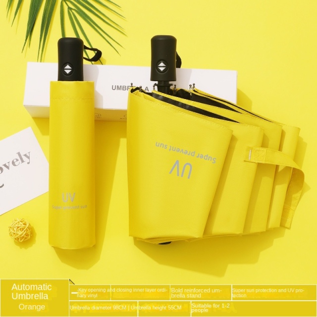 2024 Wholesale promotional 3 folding uv automatic umbrella for rain windproof sun umbrella Custom with logo prints