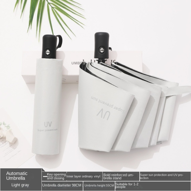 2024 Wholesale promotional 3 folding uv automatic umbrella for rain windproof sun umbrella Custom with logo prints