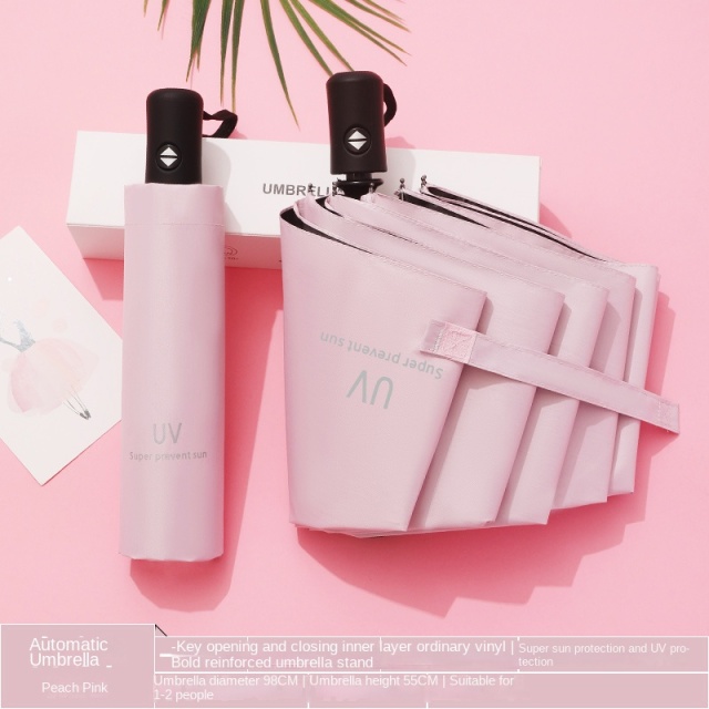 2024 Wholesale promotional 3 folding uv automatic umbrella for rain windproof sun umbrella Custom with logo prints