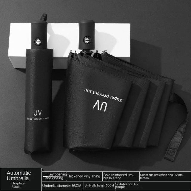 2024 Wholesale promotional 3 folding uv automatic umbrella for rain windproof sun umbrella Custom with logo prints