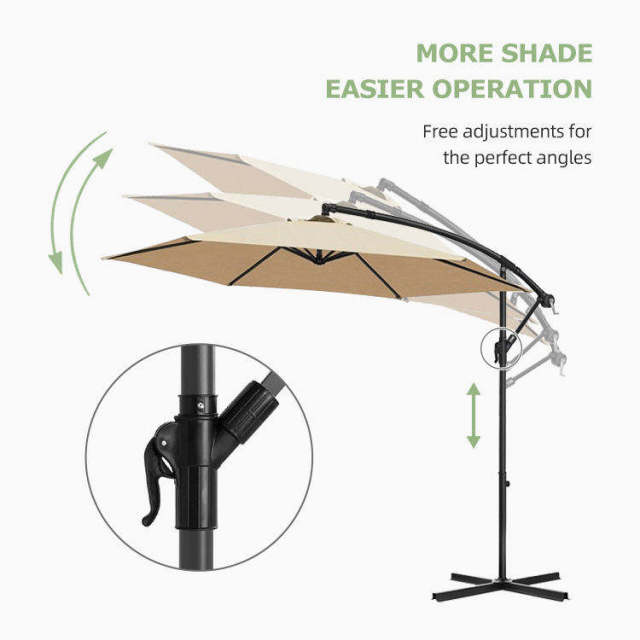 Extra Large Cantilever Garden Umbrella Outdoor Parasols Adjusted Heights Patio Umbrellas