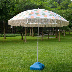 Wholesale Customized Portable premium solar carrying bag Fringe beach umbrella with tassels