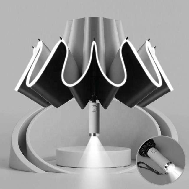 Automatic Open Close Reverse LED Umbrella sunny and rainy windproof sunscreen flashlight lighting umbrella