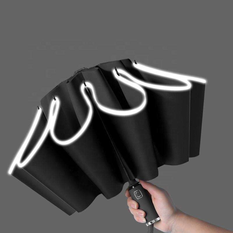 Automatic Open Close Reverse LED Umbrella sunny and rainy windproof sunscreen flashlight lighting umbrella