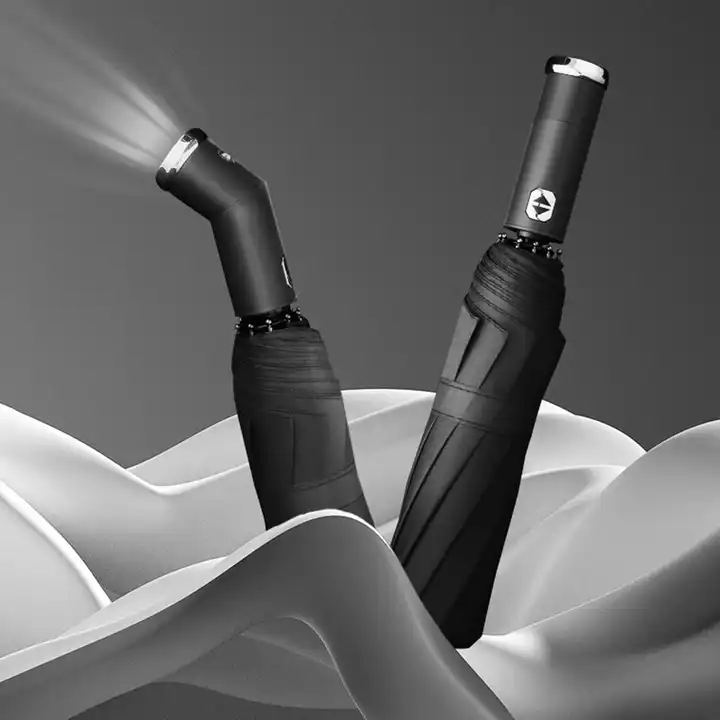 Automatic Open Close Reverse LED Umbrella sunny and rainy windproof sunscreen flashlight lighting umbrella