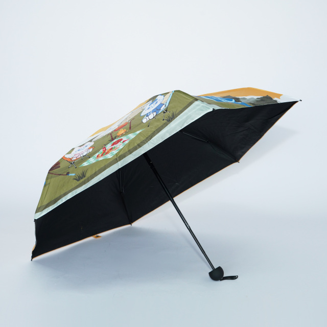 Tiozomoo Wholesale umbrella environmental protection creative design 3 folded UV coated pocket with shopping bag umbrella