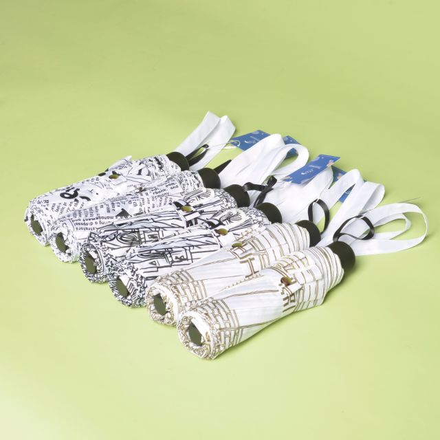 Allover Pattern Design Printed Manual 3 Fold Super Mini Umbrella with Shopping bag set