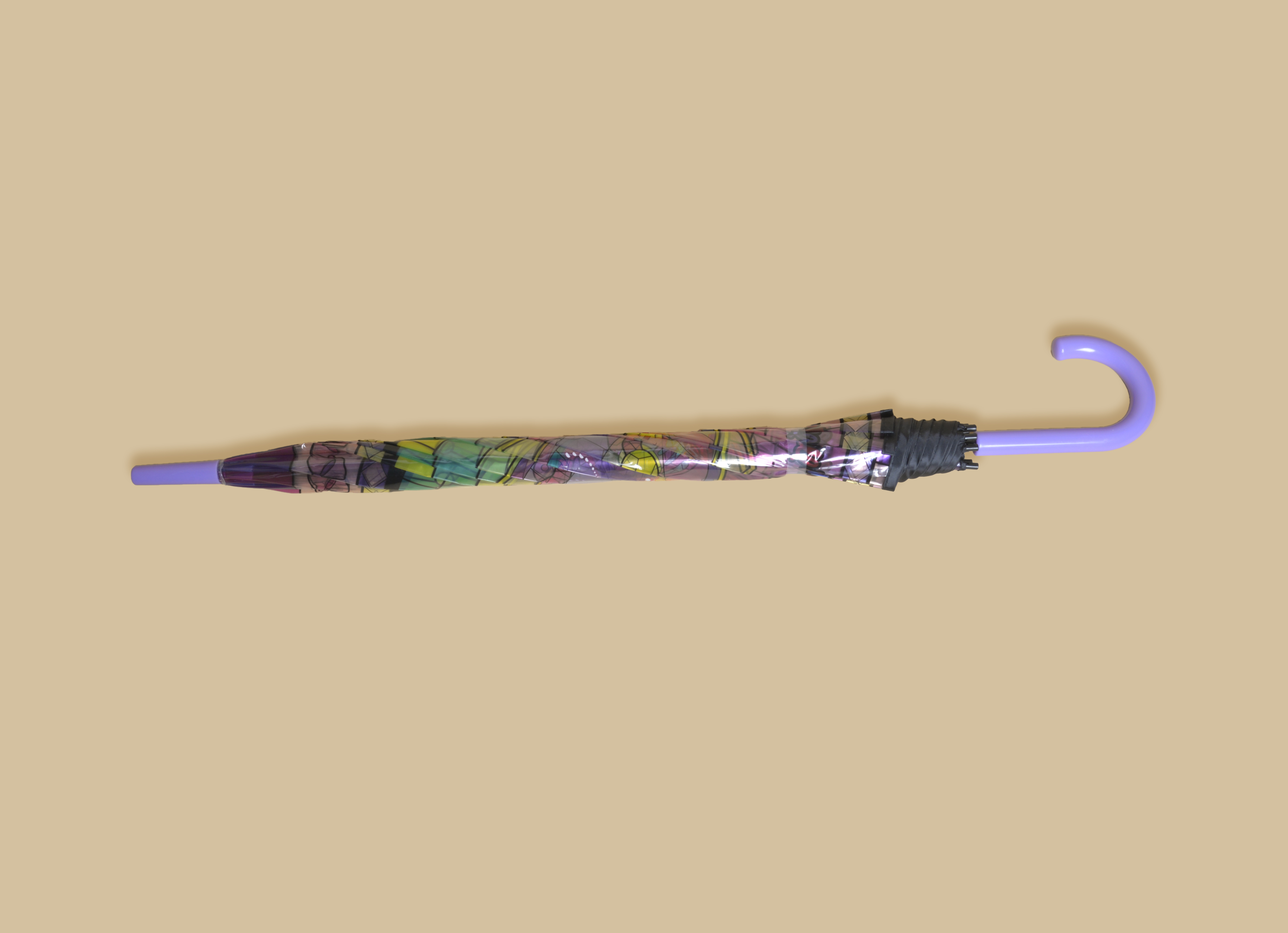 Transparent POE Straight Umbrella Clear Umbrella With Retro Palace Style Stained Glass Printing Support Custom Logo