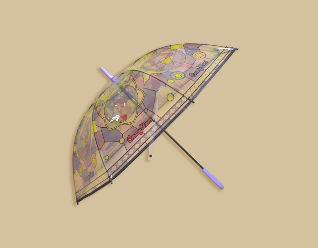 Transparent POE Straight Umbrella Clear Umbrella With Retro Palace Style Stained Glass Printing Support Custom Logo