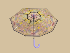 Transparent POE Straight Umbrella Clear Umbrella With Retro Palace Style Stained Glass Printing Support Custom Logo