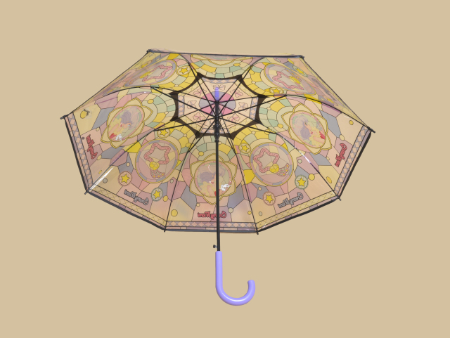 Transparent POE Straight Umbrella Clear Umbrella With Retro Palace Style Stained Glass Printing Support Custom Logo