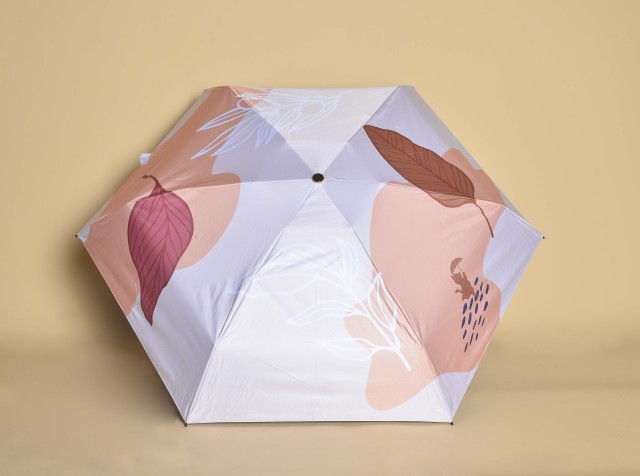 Windproof Portable Bracelet Umbrellas 5-Folding UV Protection Parasol With Ring Stick Rainy Sun Vinyl Compact Umbrella