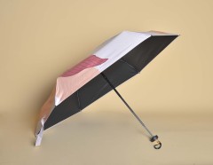 Windproof Portable Bracelet Umbrellas 5-Folding UV Protection Parasol With Ring Stick Rainy Sun Vinyl Compact Umbrella