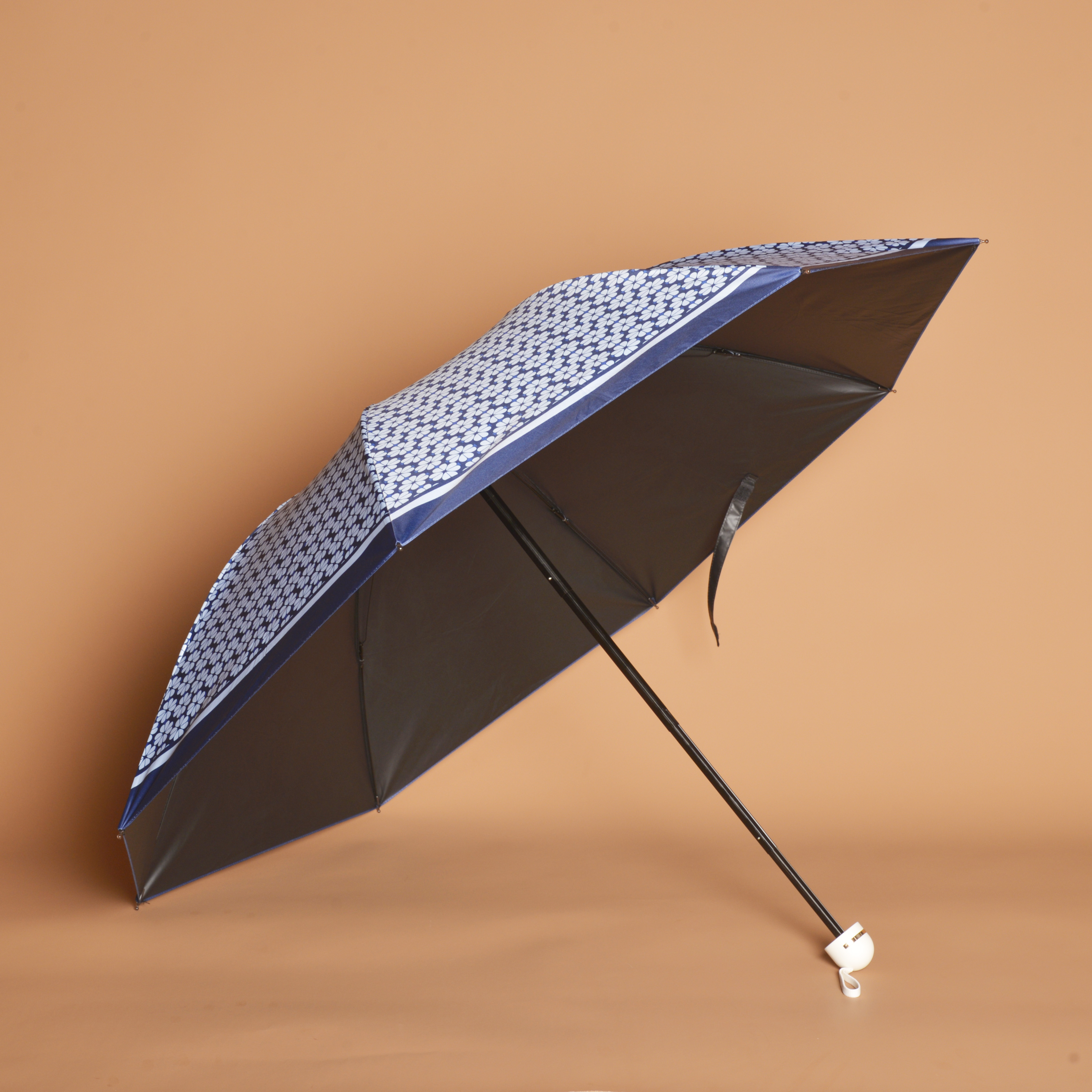 Ultra Lightweight And Portable Floral Printed Black Coating Umbrella For Women's UV Umbrella