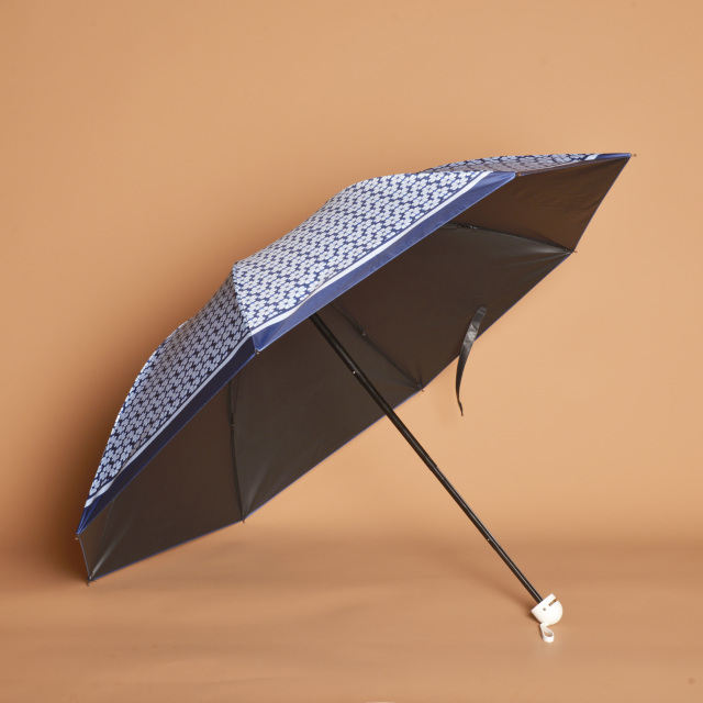 Ultra Lightweight And Portable Floral Printed Black Coating Umbrella For Women's UV Umbrella