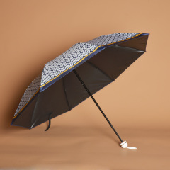 Ultra Lightweight And Portable Floral Printed Black Coating Umbrella For Women's UV Umbrella