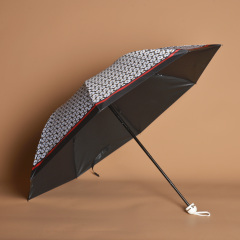 Ultra Lightweight And Portable Floral Printed Black Coating Umbrella For Women's UV Umbrella