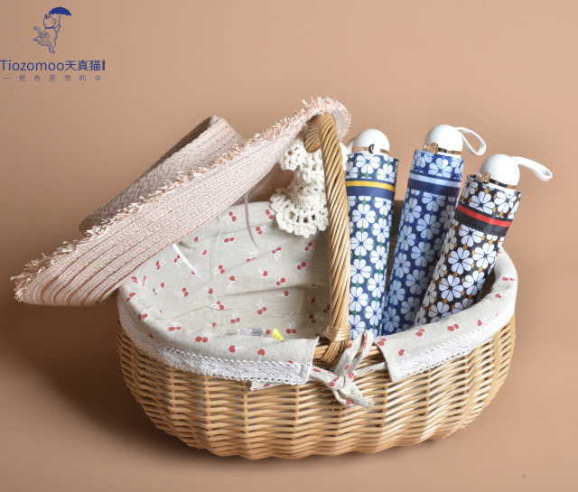 Ultra Lightweight And Portable Floral Printed Black Coating Umbrella For Women's UV Umbrella