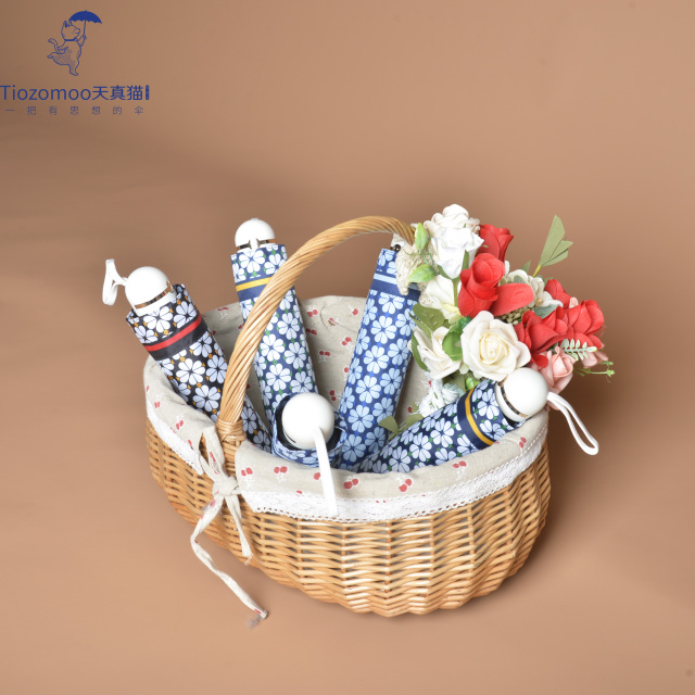 Ultra Lightweight And Portable Floral Printed Black Coating Umbrella For Women's UV Umbrella