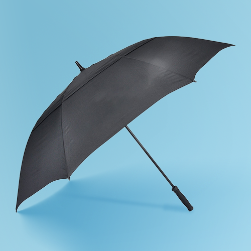 Promotional custom Logo printing trolley red and black golf Umbrella windproof