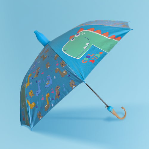 Customized UV Coating design anti dripping safety round corner umbrella Children Cute character Carton Kids cheap Umbrella