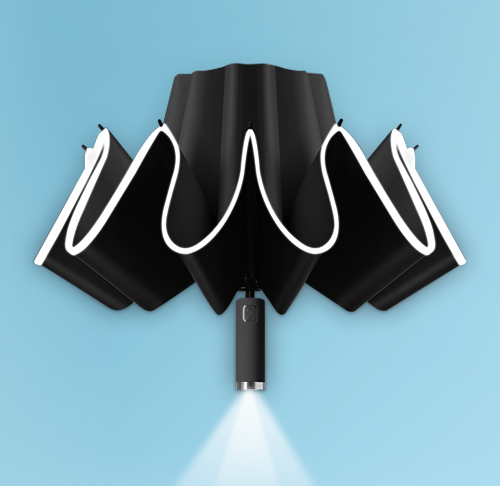 Automatic Open Close Reverse LED Umbrella sunny and rainy windproof sunscreen flashlight lighting umbrella