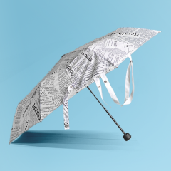 Allover Pattern Design Printed Manual 3 Fold Super Mini Umbrella with Shopping bag set