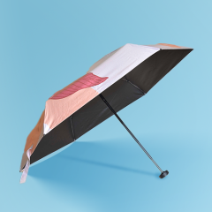 Windproof Portable Bracelet Umbrellas 5-Folding UV Protection Parasol With Ring Stick Rainy Sun Vinyl Compact Umbrella