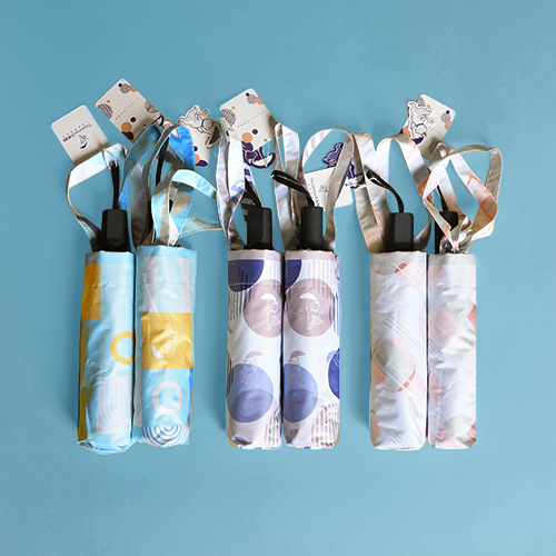 New design custom logo super mini 3 folding umbrella with handbag pocket umbrella