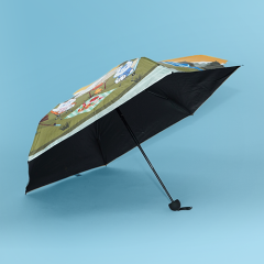 Tiozomoo Wholesale umbrella environmental protection creative design 3 folded UV coated pocket with shopping bag umbrella