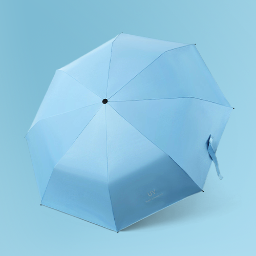 Wholesale printed UV Super Prevent Sun Cheap Polyester Pongee 3 folding Foldable Anti-UV Umbrella