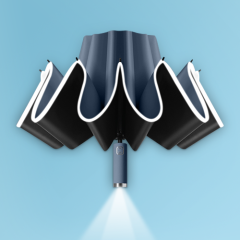Automatic Open Close Reverse LED Umbrella sunny and rainy windproof sunscreen flashlight lighting umbrella